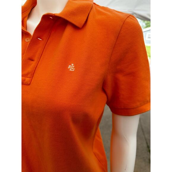 Vintage 90s Ralph Lauren Women’s Orange Polo Shirt Medium - Picture 4 of 7